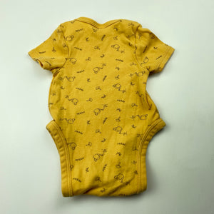 unisex Dymples, yellow organic cotton bodysuit / romper, GUC, size 0000,  