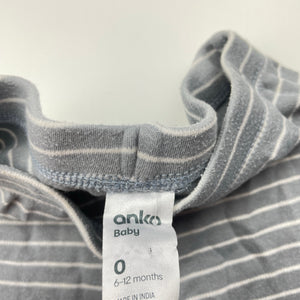 unisex Anko, grey cotton footed leggings / bottoms, FUC, size 0,  