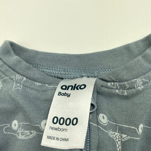 Boys Anko, cotton zip coverall / romper, GUC, size 0000,  