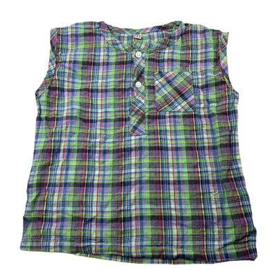 unisex checked, lightweight sleeveless top, GUC, size 2,  