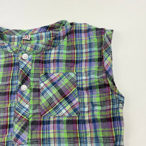 unisex checked, lightweight sleeveless top, GUC, size 2,  