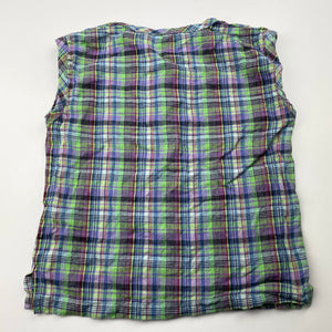 unisex checked, lightweight sleeveless top, GUC, size 2,  