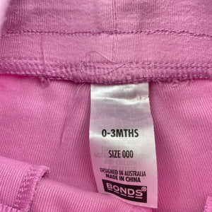 Girls Bonds, pink track pants, elasticated, GUC, size 000,  