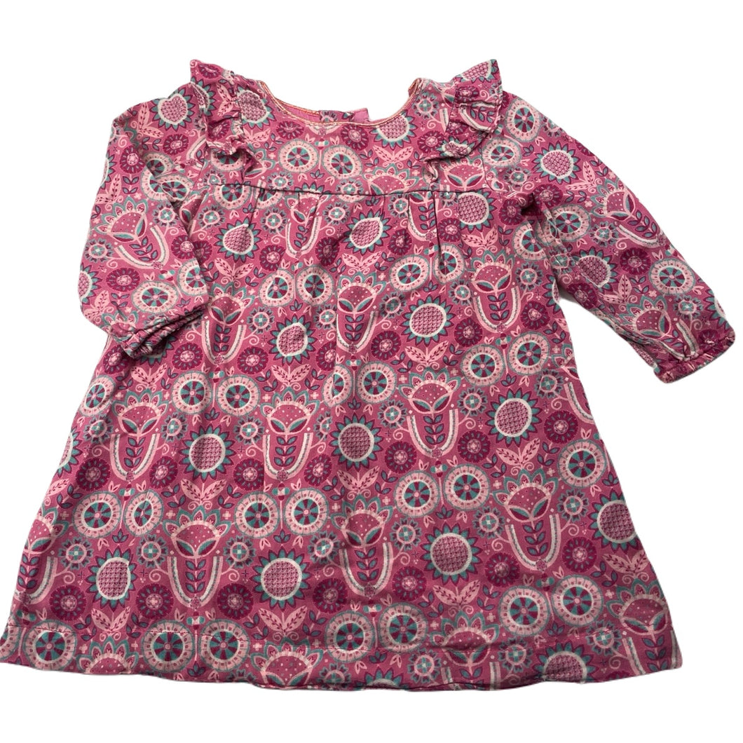 Girls Jack & Milly, lined floral cotton long sleeve dress, GUC, size 0, L: 40cm