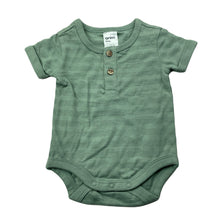 Load image into Gallery viewer, unisex Anko, green cotton henley bodysuit / romper, EUC, size 0000,  