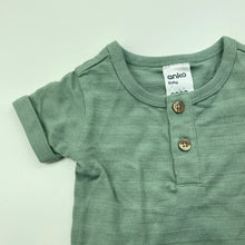 Load image into Gallery viewer, unisex Anko, green cotton henley bodysuit / romper, EUC, size 0000,  