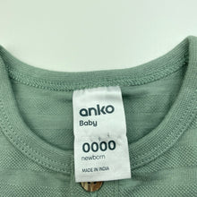 Load image into Gallery viewer, unisex Anko, green cotton henley bodysuit / romper, EUC, size 0000,  