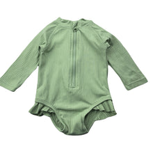 Load image into Gallery viewer, Girls Anko, ribbed long sleeve swim one-piece, EUC, size 00,  