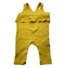 Load image into Gallery viewer, Girls Emily and Oliver, yellow ribbed romper, GUC, size 000,  