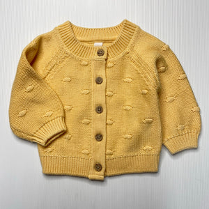 Girls Dymples, yellow knitted cardigan / sweater, EUC, size 000,  