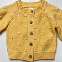 Load image into Gallery viewer, Girls Dymples, yellow knitted cardigan / sweater, EUC, size 000,  