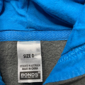 Boys Bonds, fleece lined zip hoodie sweater, GUC, size 0,  