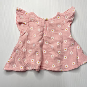 Girls Dymples, pink floral cotton short sleeve top, GUC, size 000,  