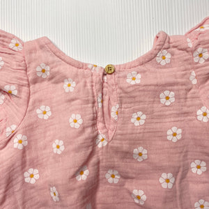 Girls Dymples, pink floral cotton short sleeve top, GUC, size 000,  
