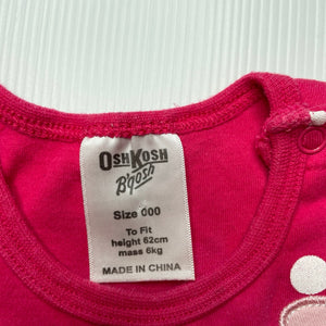 Girls Osh Kosh, pink cotton romper dress, FUC, size 000,  
