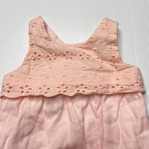 Girls Pumpkin Patch, pink cotton summer romper, GUC, size 000,  