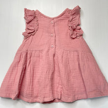 Load image into Gallery viewer, Girls Fox &amp; Finch, lined embroidered crinkle cotton dress, GUC, size 00, L: 35cm