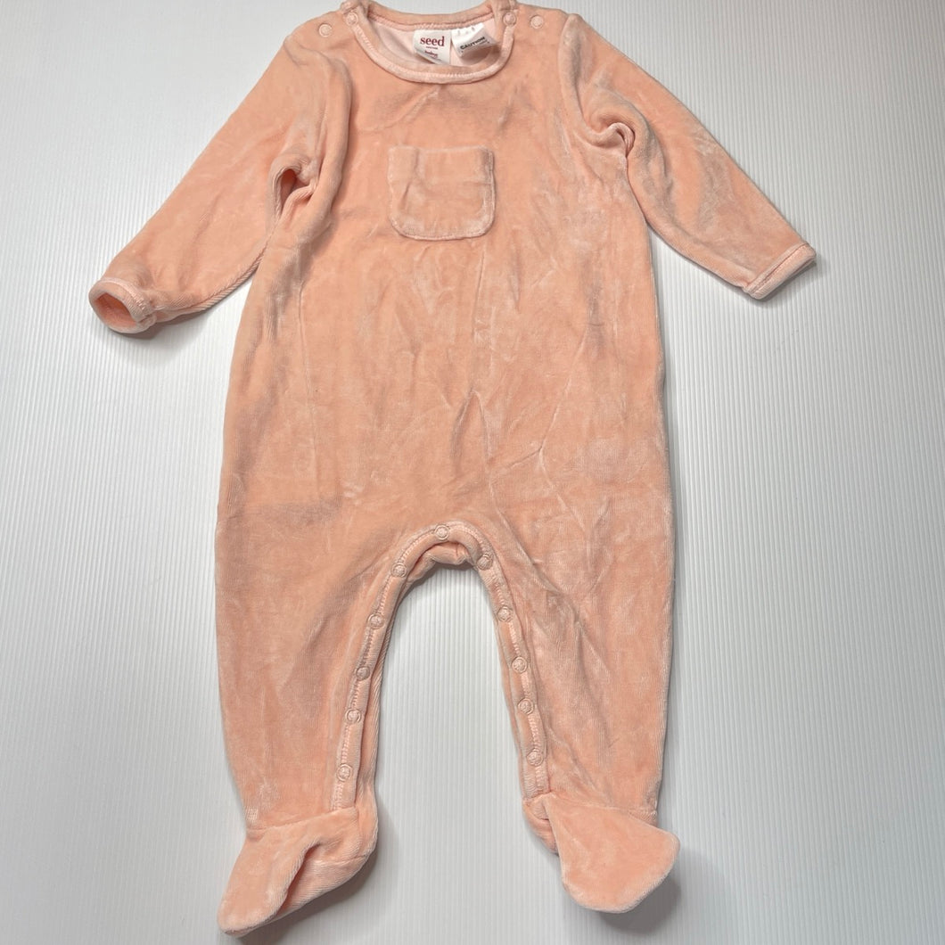 Girls Seed, pink velour coverall / romper, EUC, size 00,  