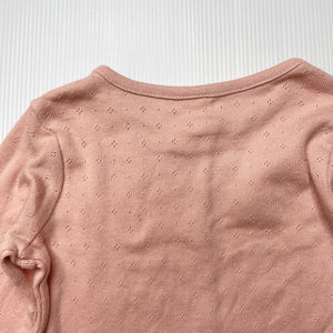 Girls pink, pointelle cotton long sleeve top, GUC, size 0,  