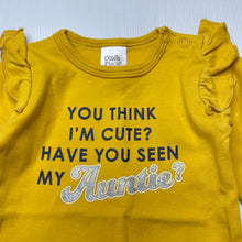 Load image into Gallery viewer, Girls Ollies Place, mustard cotton ruffle romper, EUC, size 000,  