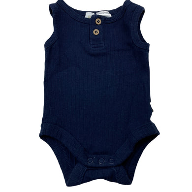 unisex Dymples, navy stretchy singletsuit / romper, GUC, size 0000,  