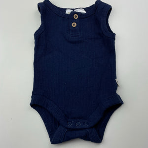 unisex Dymples, navy stretchy singletsuit / romper, GUC, size 0000,  