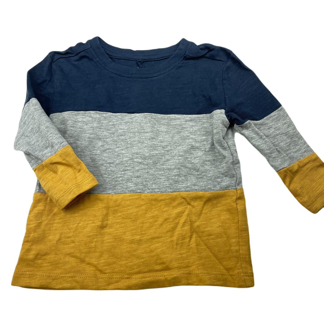 Boys Anko, navy, grey & mustard long sleeve top, EUC, size 1,  