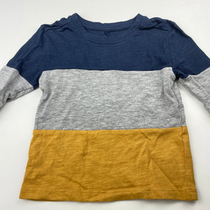 Boys Anko, navy, grey & mustard long sleeve top, EUC, size 1,  