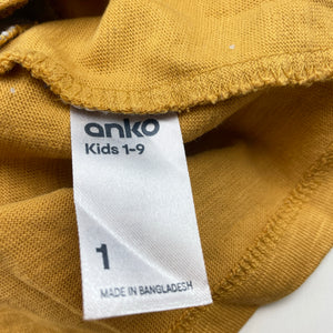 Boys Anko, navy, grey & mustard long sleeve top, EUC, size 1,  