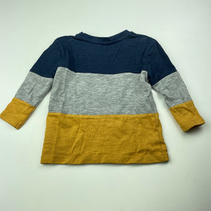 Boys Anko, navy, grey & mustard long sleeve top, EUC, size 1,  