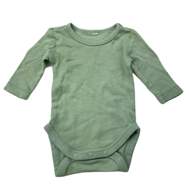 unisex green, cotton bodysuit / romper, GUC, size 0000,  