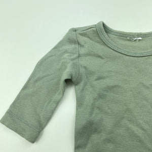 unisex green, cotton bodysuit / romper, GUC, size 0000,  