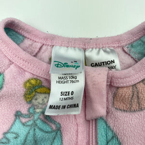 Girls Disney, Princess fleece zip coverall / romper, GUC, size 0,  