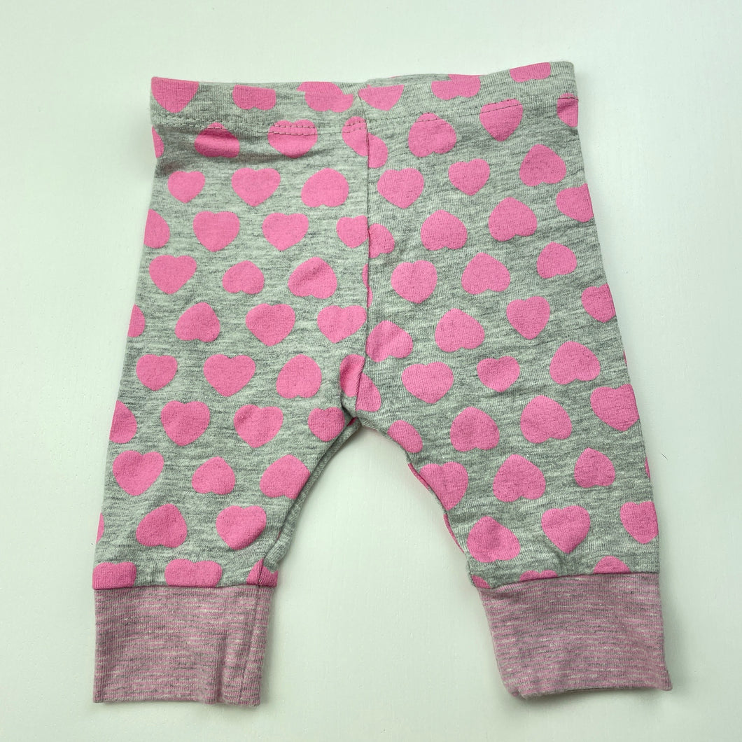 Girls Target, pink & grey organic cotton blend leggings / bottoms, EUC, size 0000,  