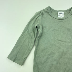 unisex Anko, green organic cotton bodysuit / romper, EUC, size 0,  