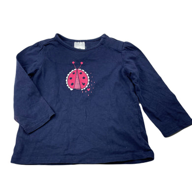 Girls Target, navy organic cotton long sleeve top, EUC, size 00,  