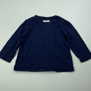 Girls Target, navy organic cotton long sleeve top, EUC, size 00,  