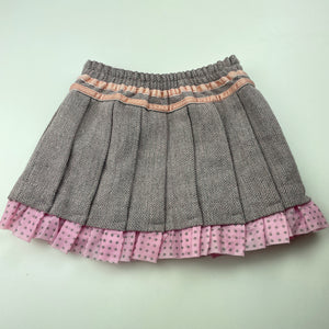 Girls Ladybird, lined wool blend skirt, elasticated, L: 23.5cm, GUC, size 0,  