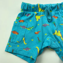 Load image into Gallery viewer, unisex Dymples, stretchy shorts, elasticated, dinosaurs, EUC, size 00,  