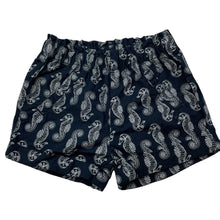 Load image into Gallery viewer, unisex Target, navy lightweight cotton shorts, elasticated, seahorses, EUC, size 000,  