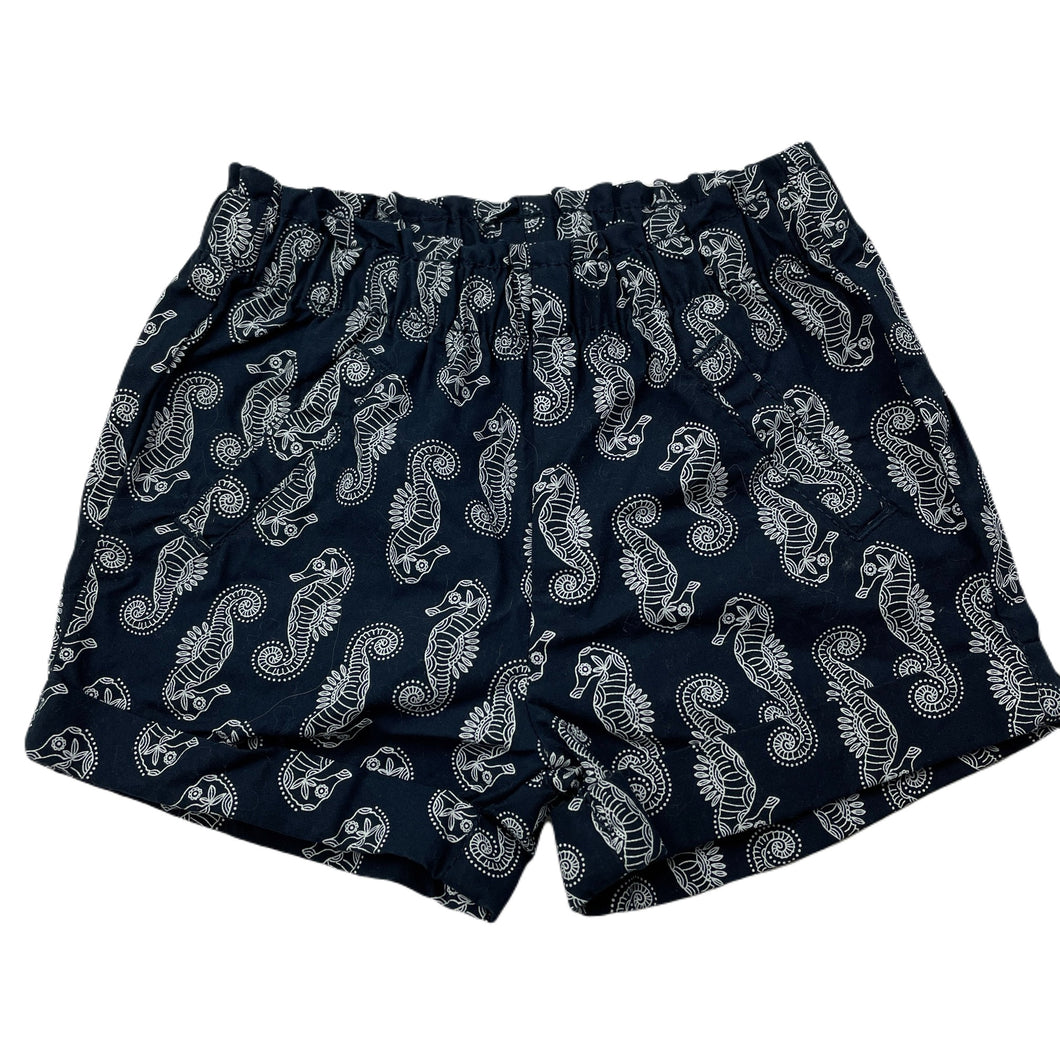 unisex Target, navy lightweight cotton shorts, elasticated, seahorses, EUC, size 000,  