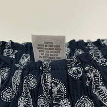 Load image into Gallery viewer, unisex Target, navy lightweight cotton shorts, elasticated, seahorses, EUC, size 000,  