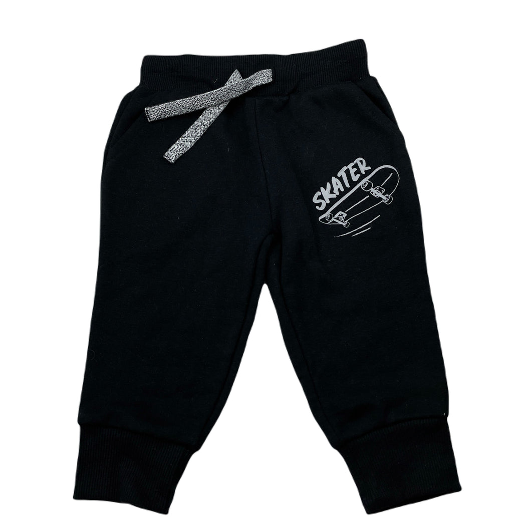 Boys Anko, black fleece lined track pants, elasticated, skateboard, NEW, size 1,  