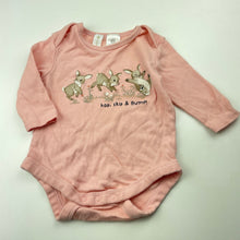 Load image into Gallery viewer, Girls Dymples, pink cotton bodysuit / romper, rabbits, FUC, size 00,  