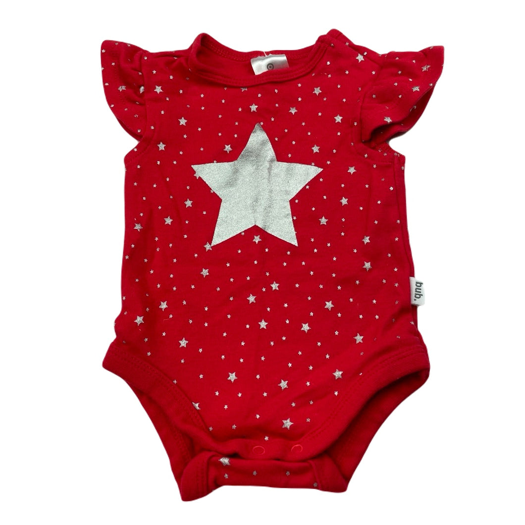 Girls Target, red cotton bodysuit / romper, stars, EUC, size 0000,  