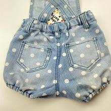 Load image into Gallery viewer, Girls Baby Berry, denim bubble overalls / shortalls, NEW, size 00,  