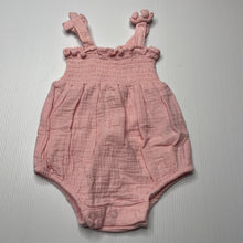 Load image into Gallery viewer, Girls Dymples, pink crinkle cotton summer romper, GUC, size 000,  
