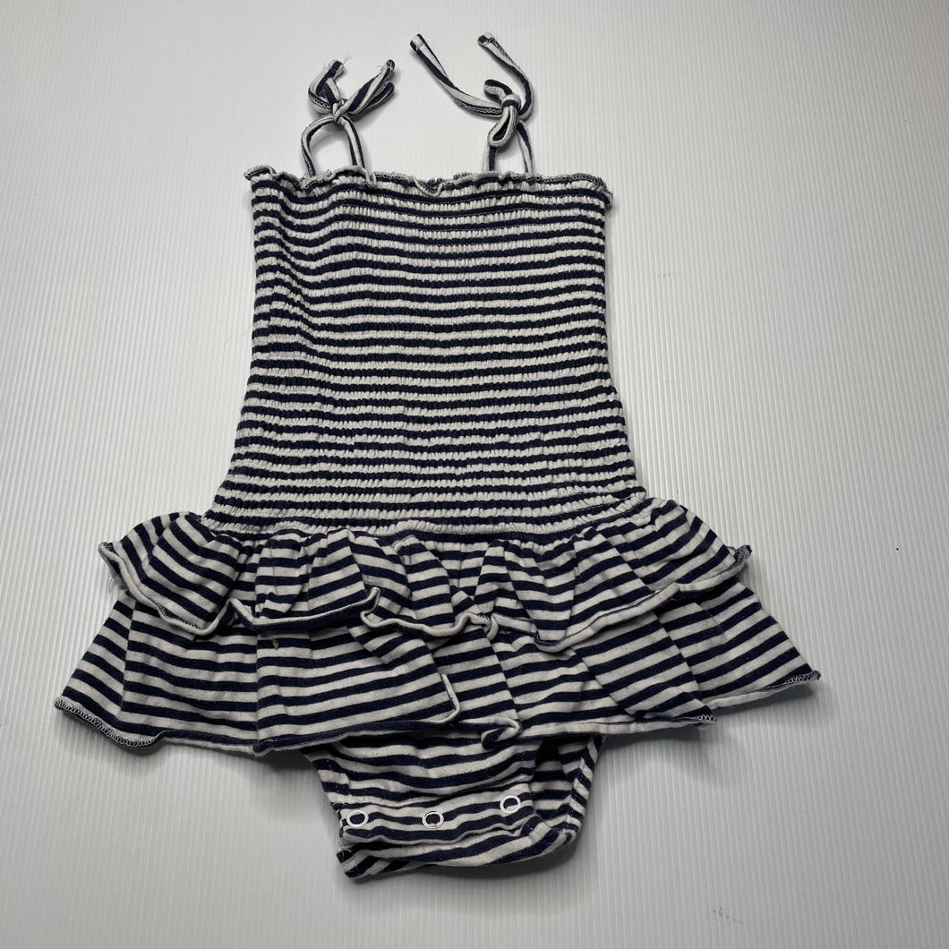 Girls Seed, striped stretchy summer romper, wash fade & pilling, FUC, size 2,  