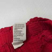 Load image into Gallery viewer, Girls Dymples, red crinkle cotton shorts, elasticated, FUC, size 2,  