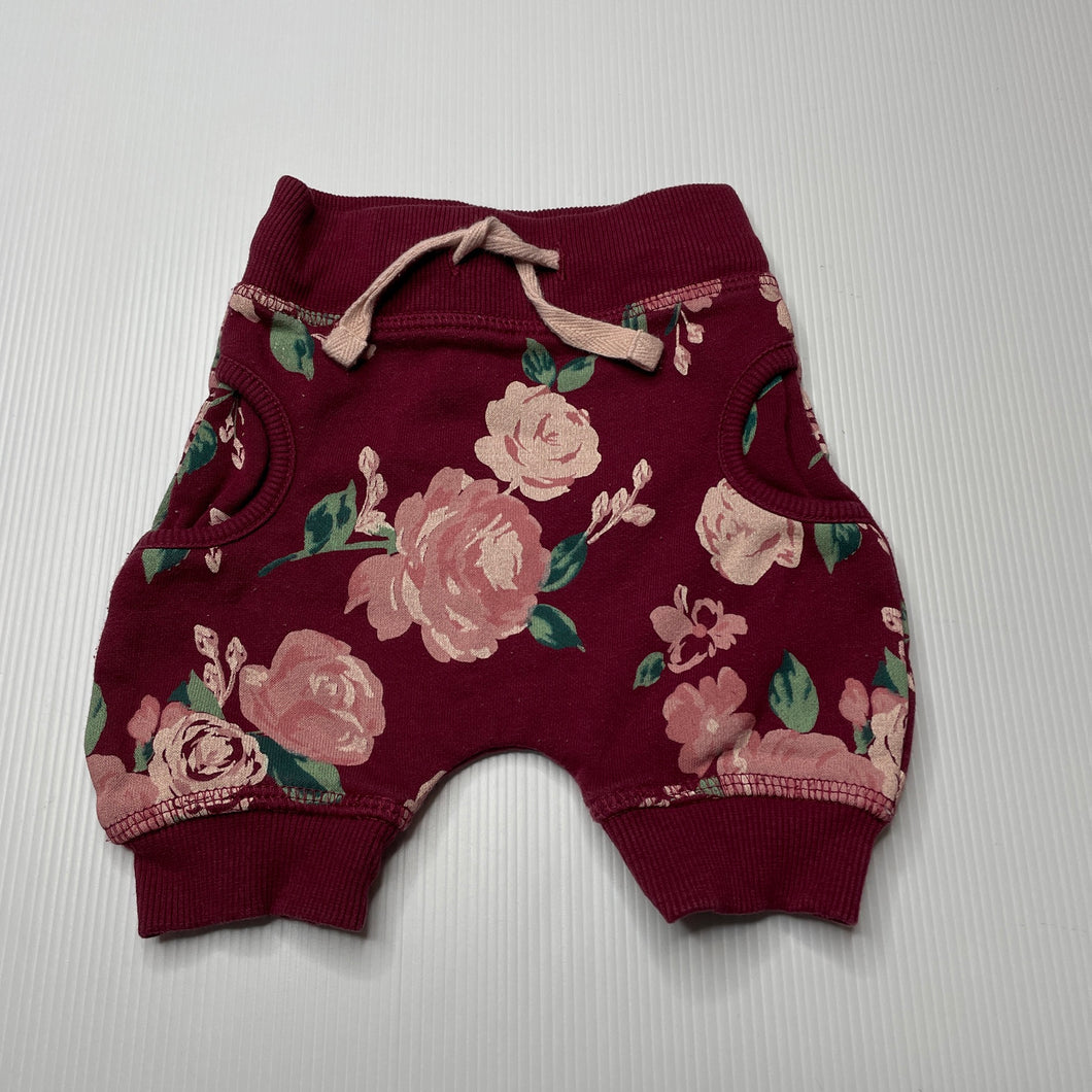 Girls Baby Berry, floral fleece lined pants, elasticated, GUC, size 0000,  